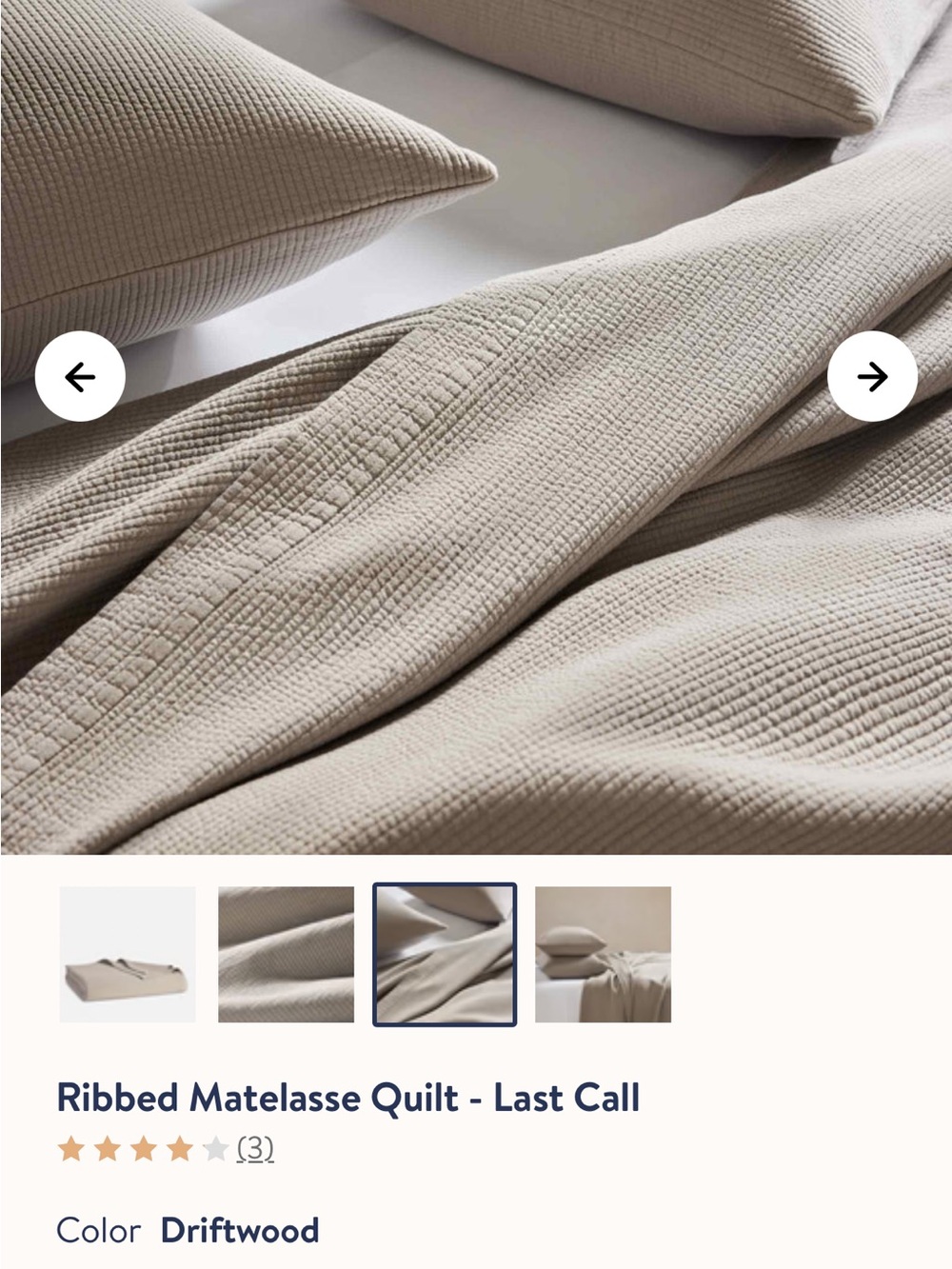 Brooklinen Ribbed Matelassé Quilt in Beige - Picture 4 of 5